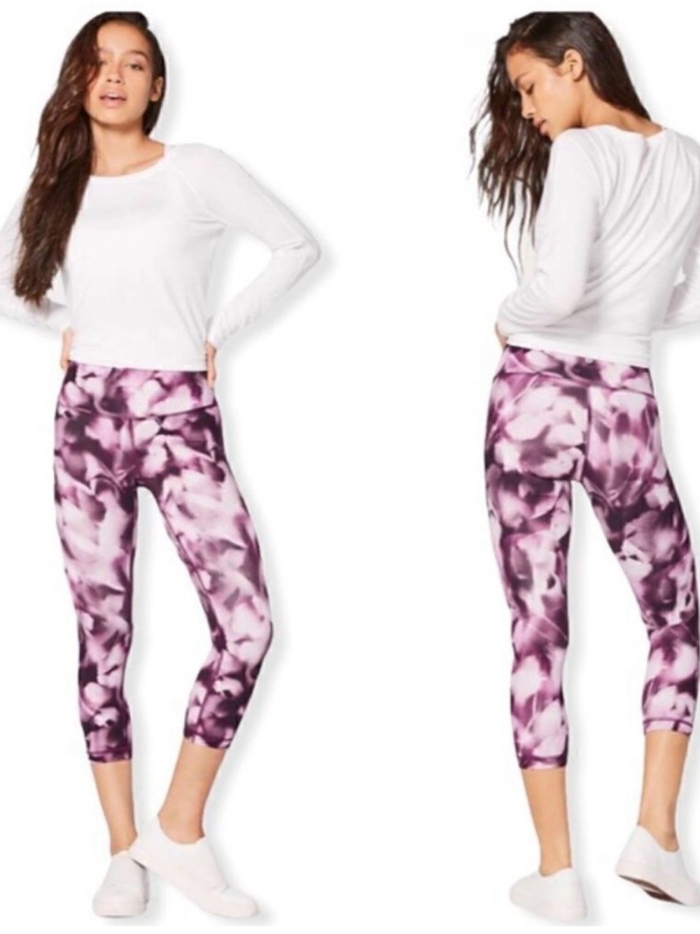 Lululemon Wunder Under High Rise Crop Blush Blossom Alpine White Candy Pink 6
